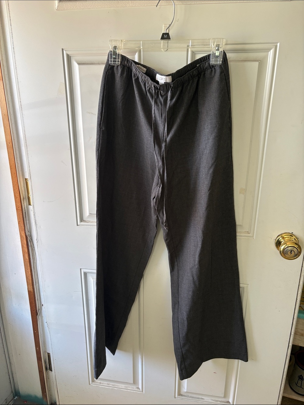 LOFT Wide-Leg Trousers in Charcoal Gray